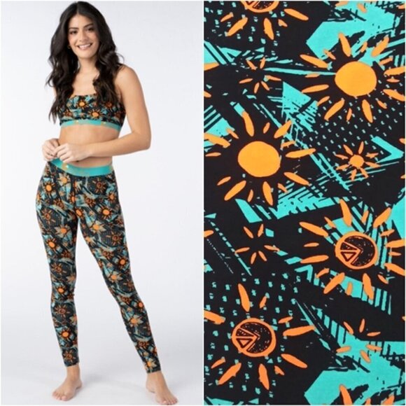 ETHIKA Summerdaze Leggings Activewear Workout Pants Abstract Sun Gym Sz S NEW - Picture 1 of 8